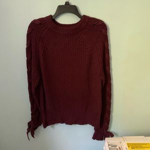 Burgundy cable knit sweater